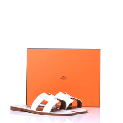 Hermes Box Calfskin Oran Sandals 37 White 11 of 11