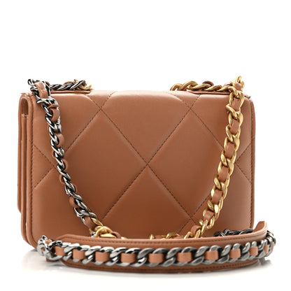 Chanel Lambskin Quilted Chanel 19 Wallet On Chain WOC Brown 3 of 14