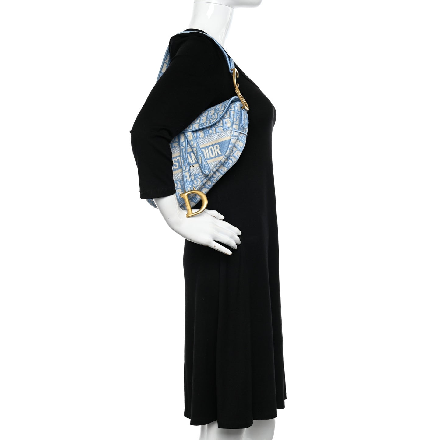 Oblique Embroidered Saddle Bag Cornflower Blue