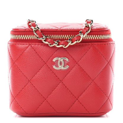 Chanel Caviar Quilted Mini Vanity Case With Chain Red 1 of 7
