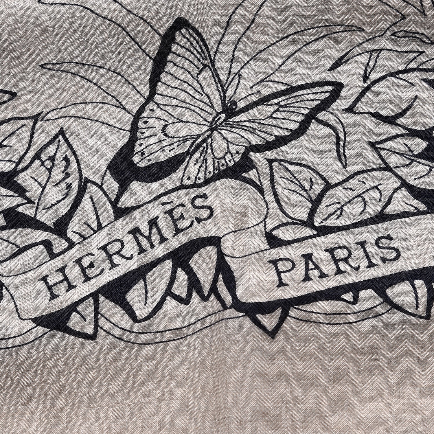 Hermes Cashmere Silk Jungle Love Tattoo Shawl 140 Natural Bleu Black 3 of 7