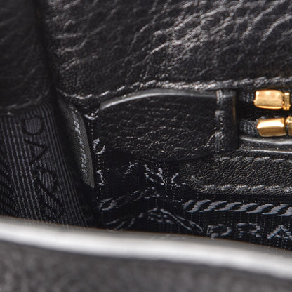 Prada Vitello Daino Sound Twin Pocket Satchel Black 7 of 8