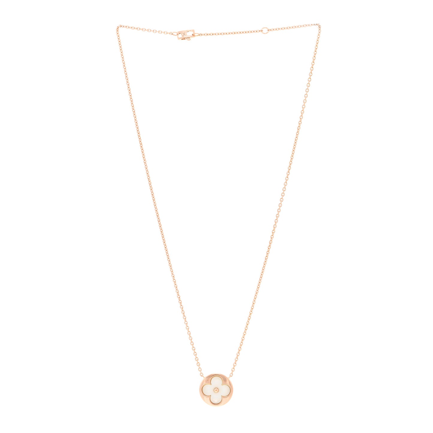 18K Pink Gold Mother Of Pearl Blossom Sun Pendant Necklace