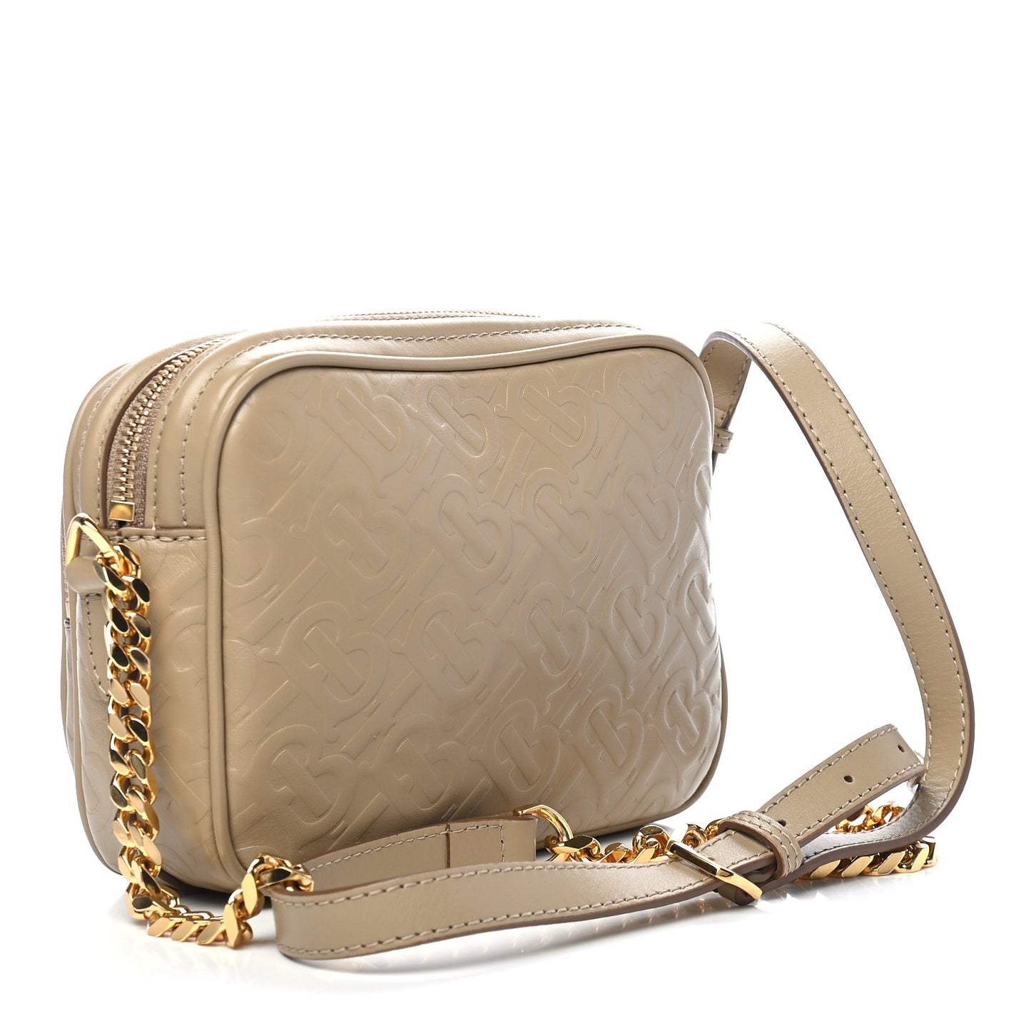 Calfskin Embossed Monogram Camera Chain Bag Honey