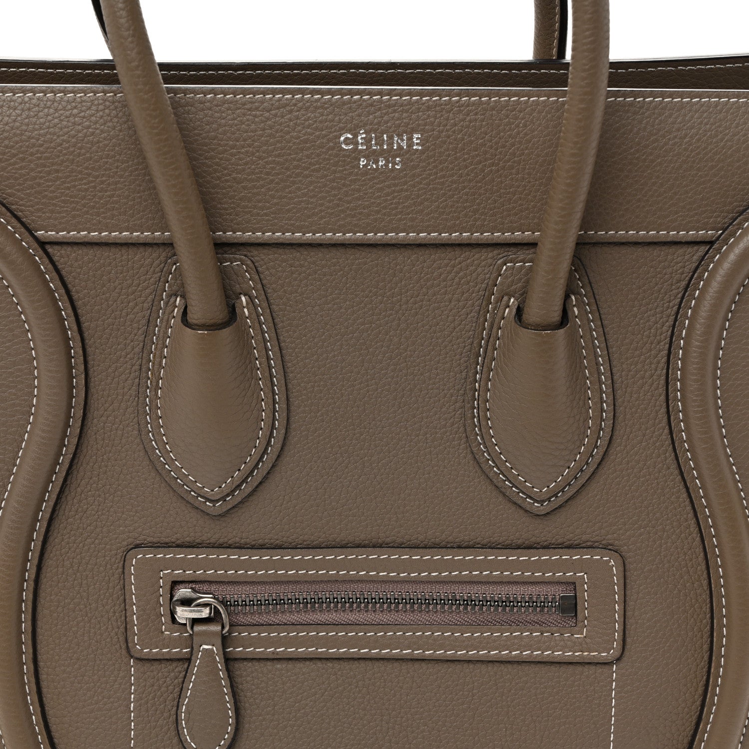 Celine Drummed Calfskin Micro Luggage Souris 8 of 10