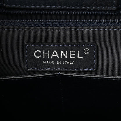 Chanel Deerskin Stitched Medium CC Shopping Tote Navy 6 of 24