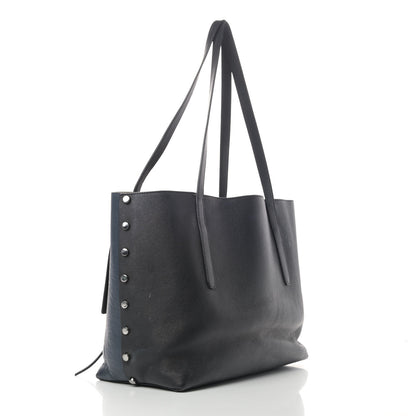 Jimmy Choo Calfskin Logo Embossed Twist East West Tote Navy Black 2 of 7