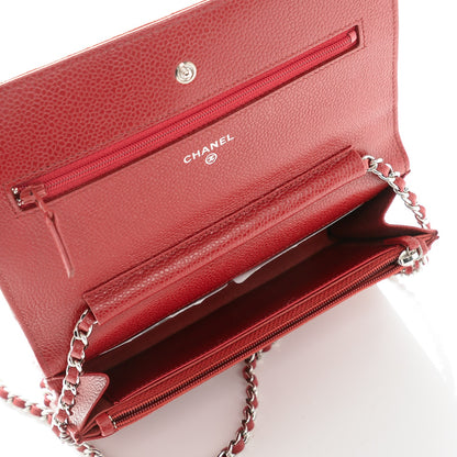 Chanel Caviar Quilted Wallet On Chain WOC Red 5 of 8