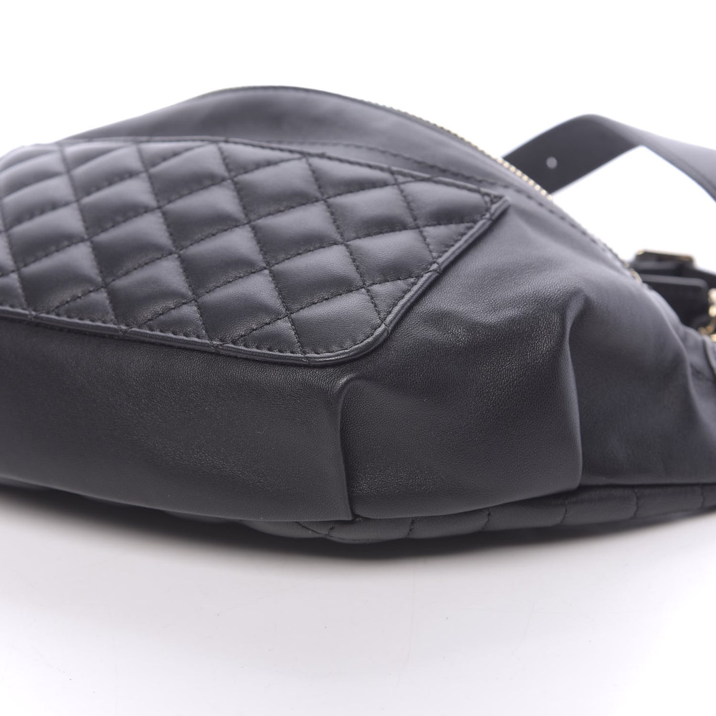 Lambskin Quilted Waist Bag Fanny Pack Black