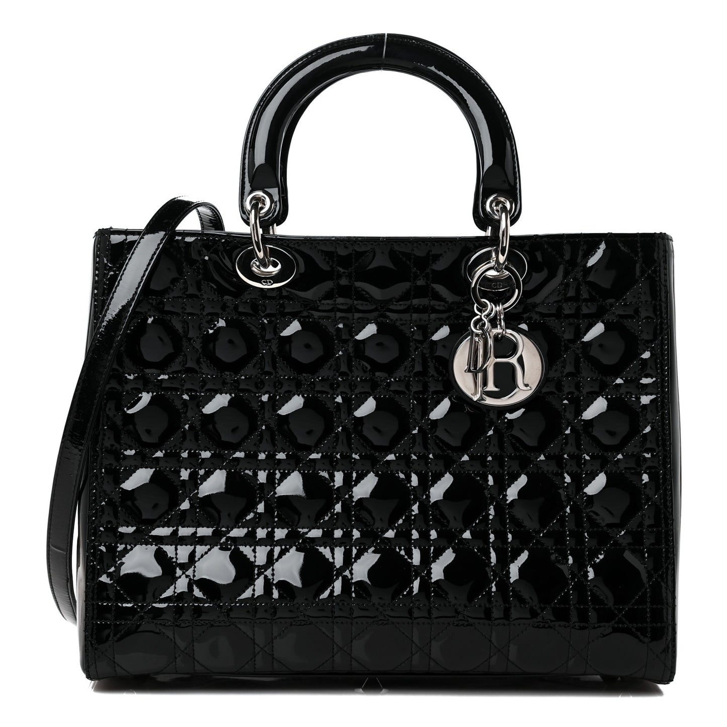 Patent Cannage Large Lady Dior Black