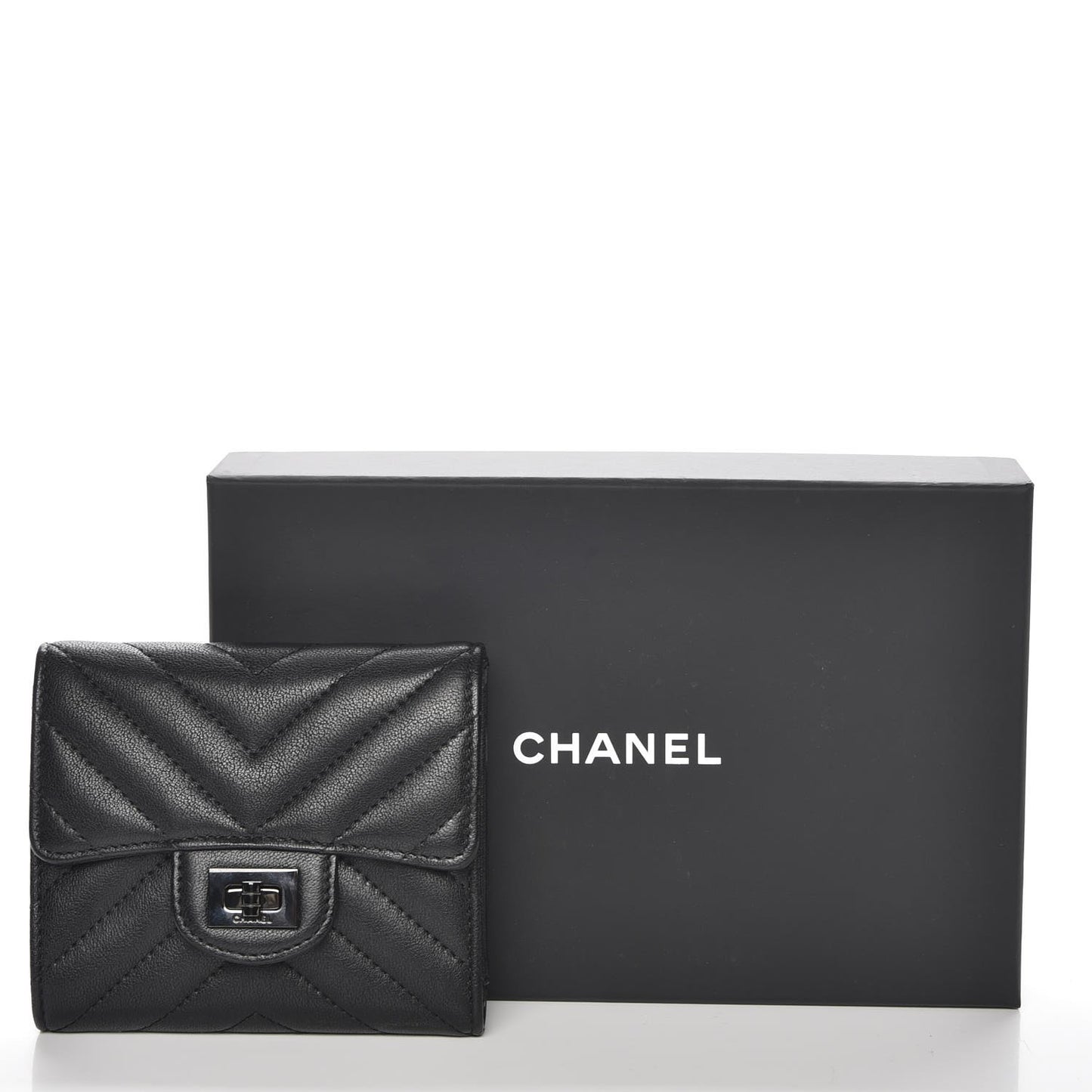 Sheepskin Chevron Quilted Reissue Compact Wallet So Black