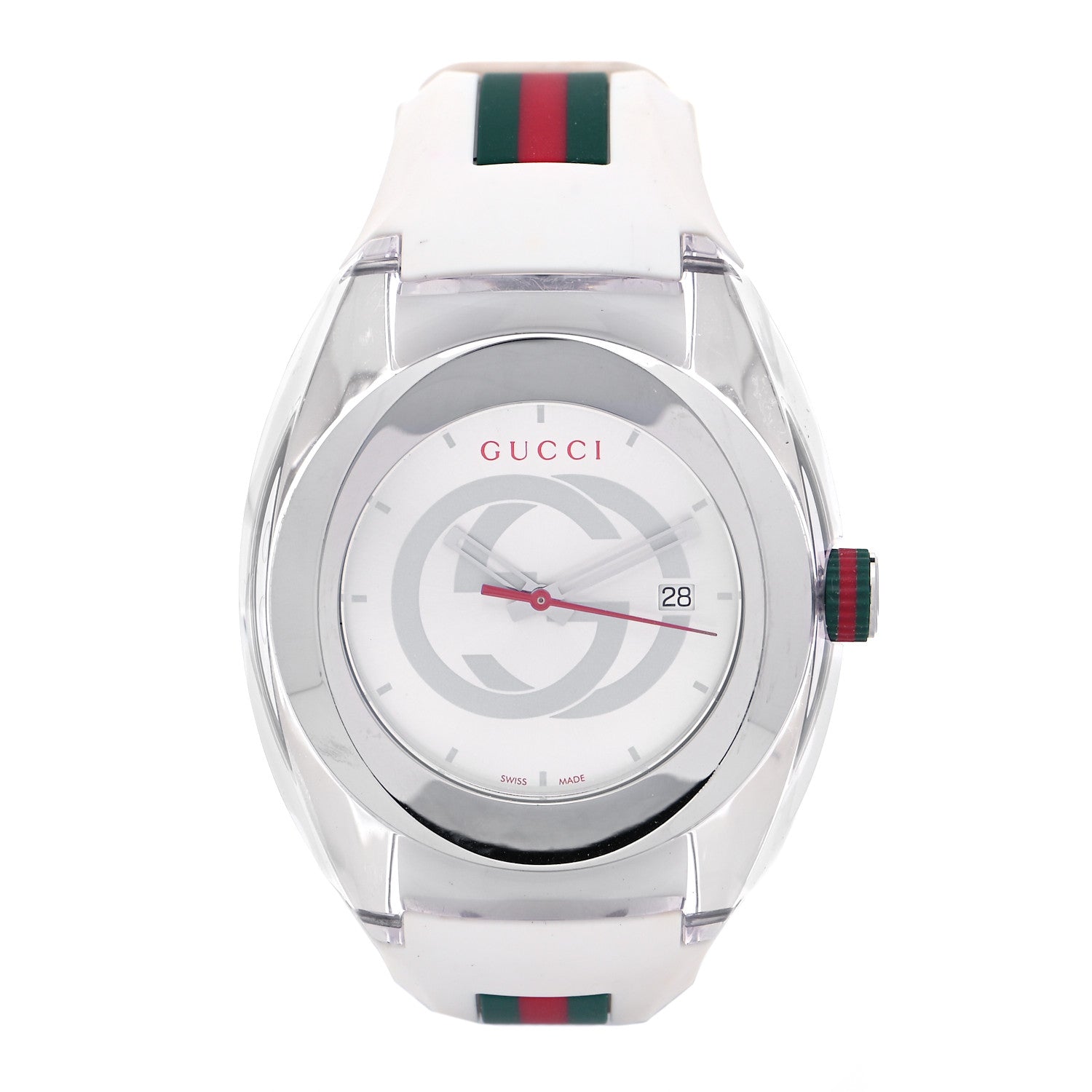 Gucci Stainless Steel Rubber 46mm Sync Web Quartz Watch White 1 of 4