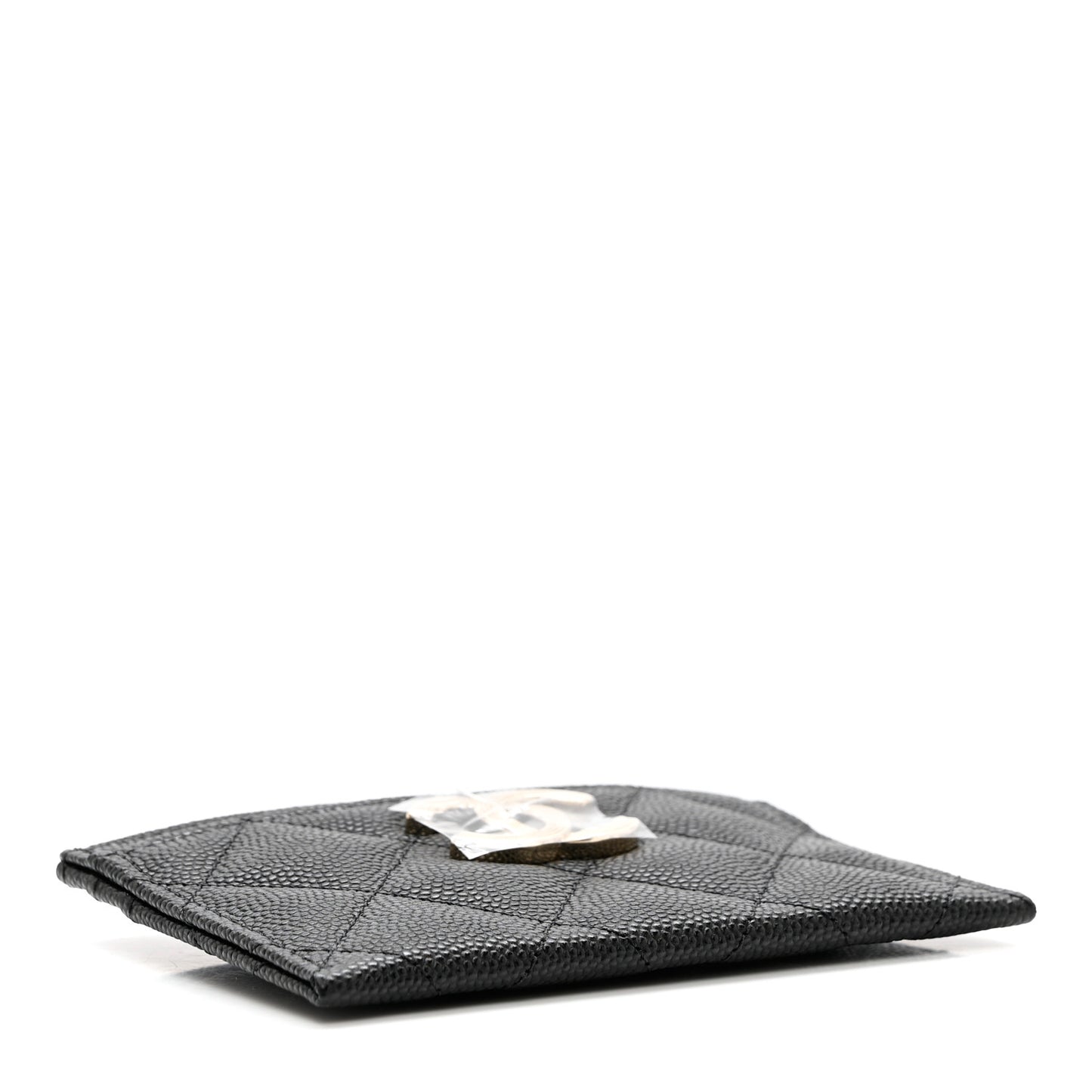 Caviar Quilted Striated Card Holder Black