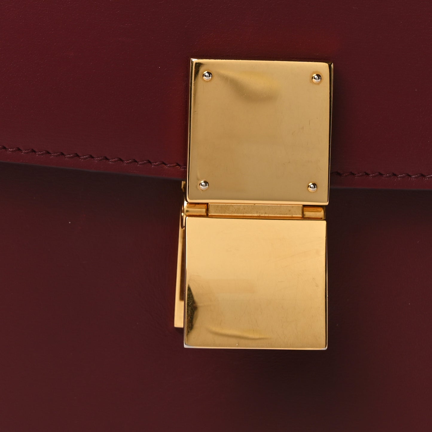 Box Calfskin Medium Classic Box Flap Bag Burgundy