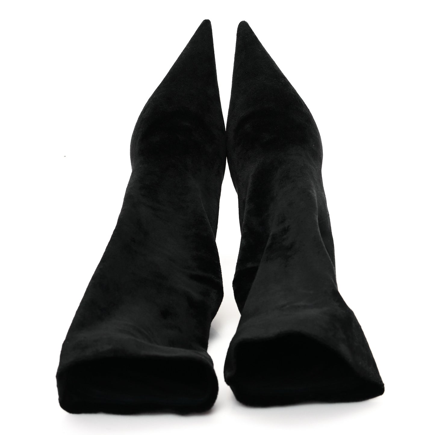 Velvet Spandex Extreme Pointed Toe Knife Ankle Boots 37 Black