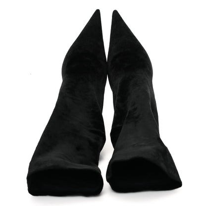 Balenciaga Velvet Spandex Extreme Pointed Toe Knife Ankle Boots 37 Black 2 of 8
