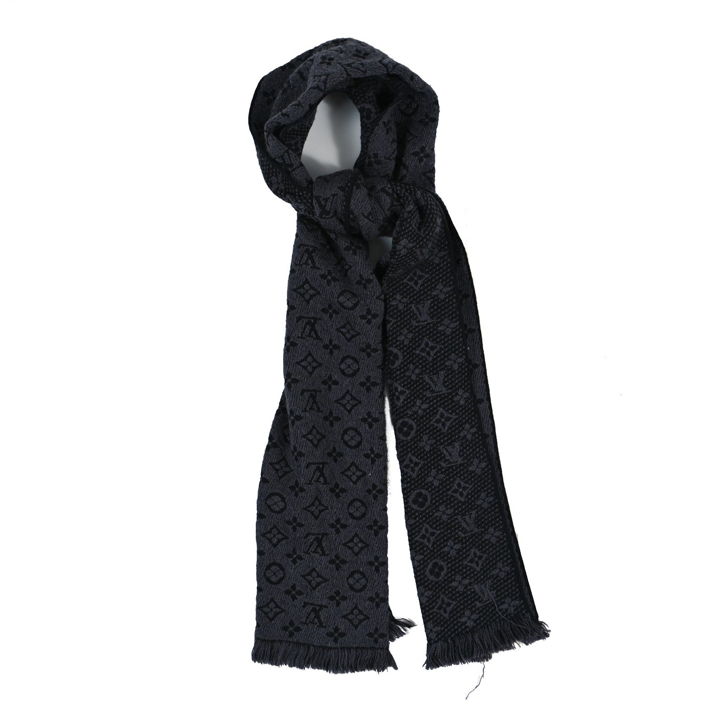 Wool Monogram Classic Scarf Charcoal Grey