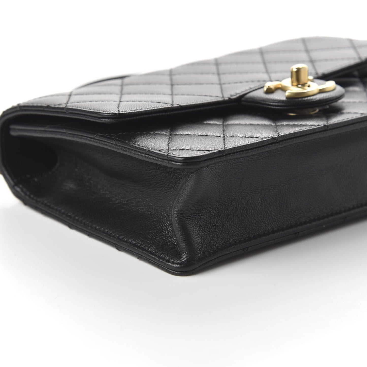 Lambskin Quilted Small Chic Pearls Flap Black