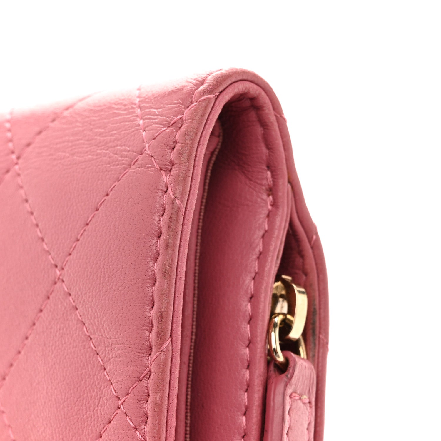 Chanel Calfskin Quilted Zip Around Bifold Wallet Pink 14 of 15