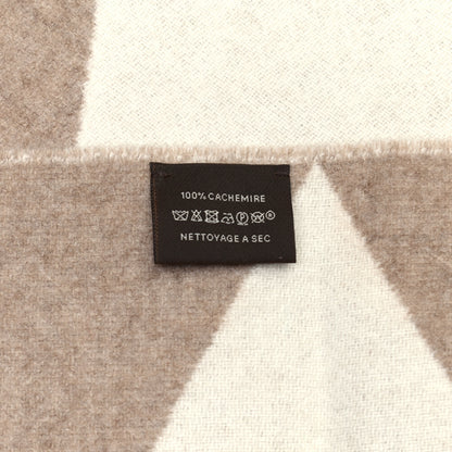 Hermes Cashmere Casaque Zig Zag Muffler Etoupe Ivory 5 of 5