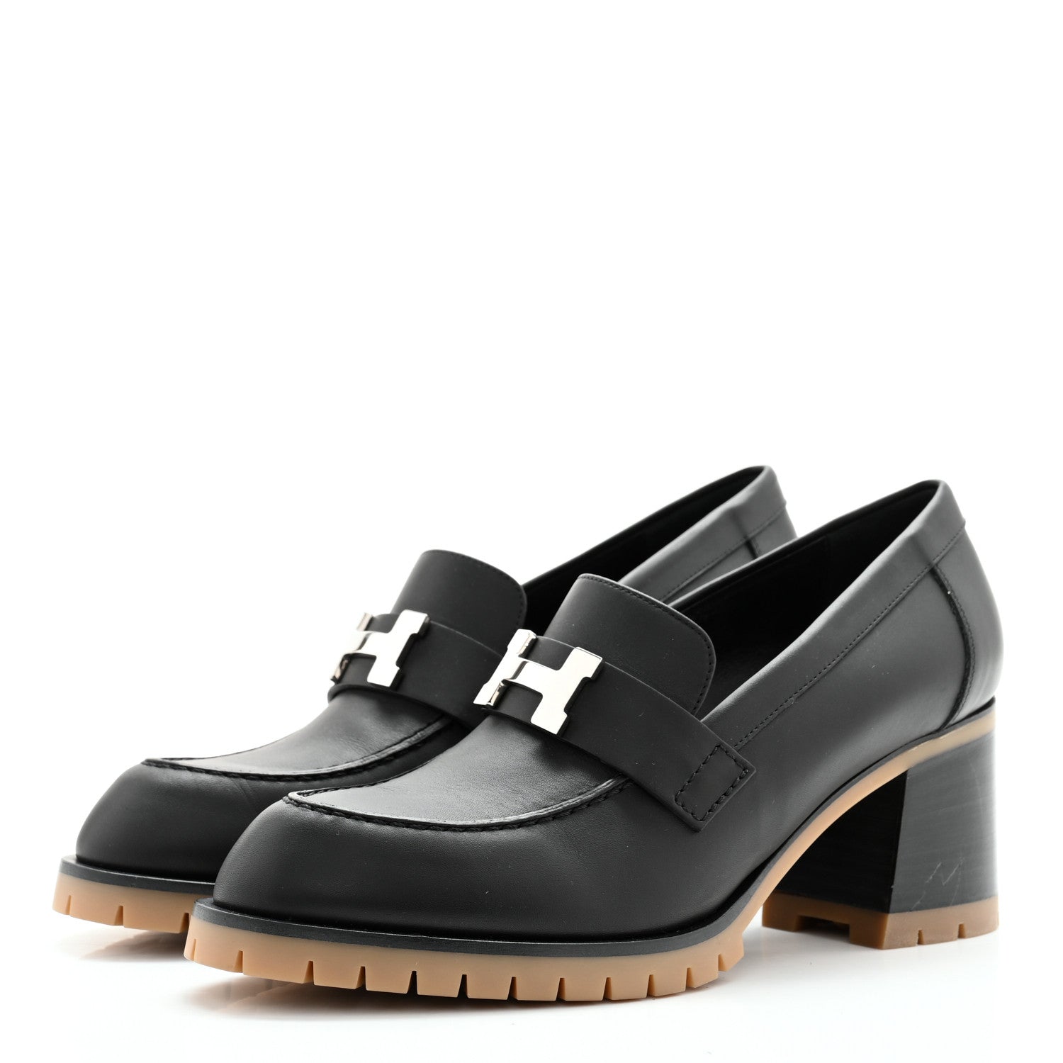 Hermes Calfskin Womens Foch 60 Pump 38 Black 3 of 11