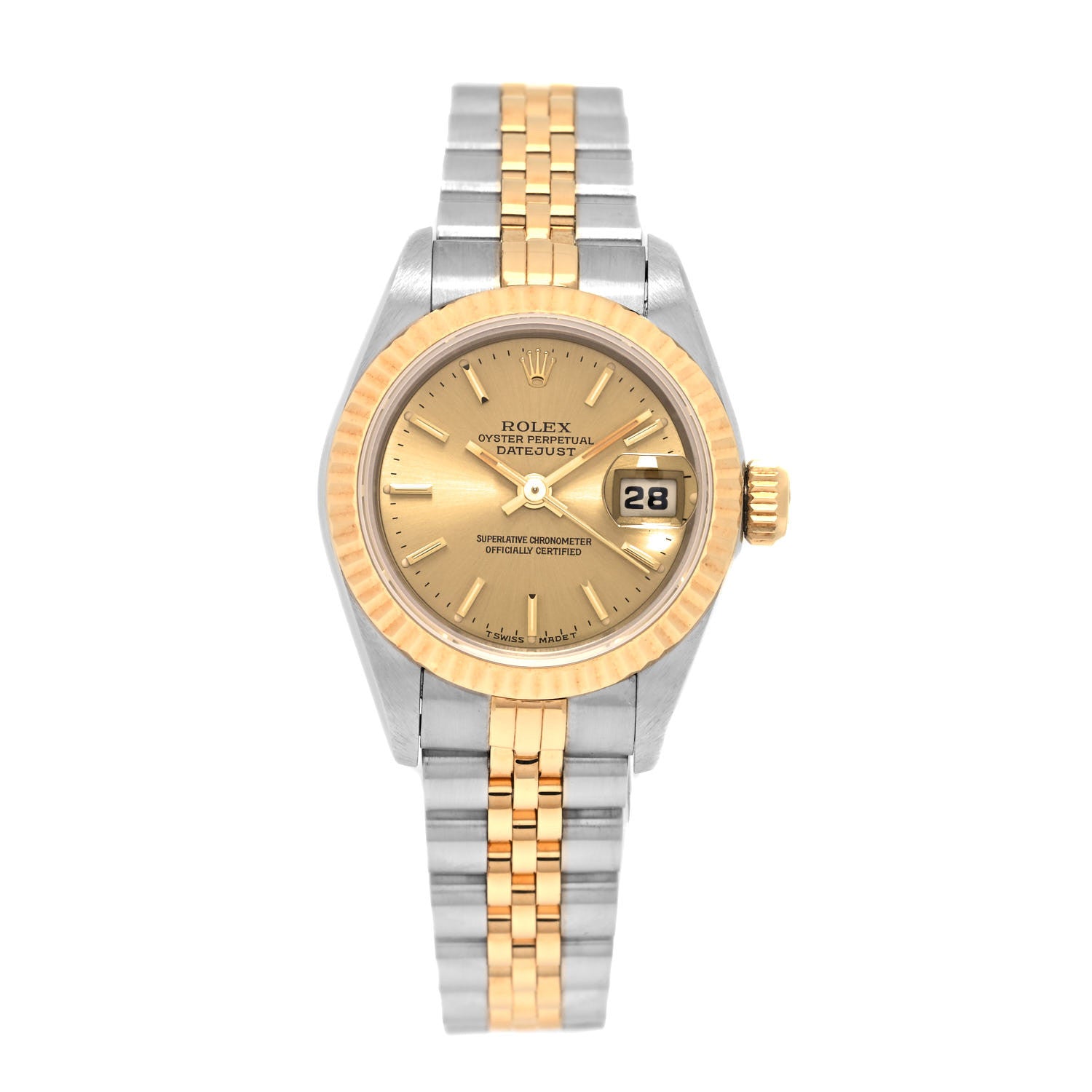 Rolex Stainless Steel 18K Yellow Gold 26mm Oyster Perpetual Datejust Watch Champagne 69173 1 of 5