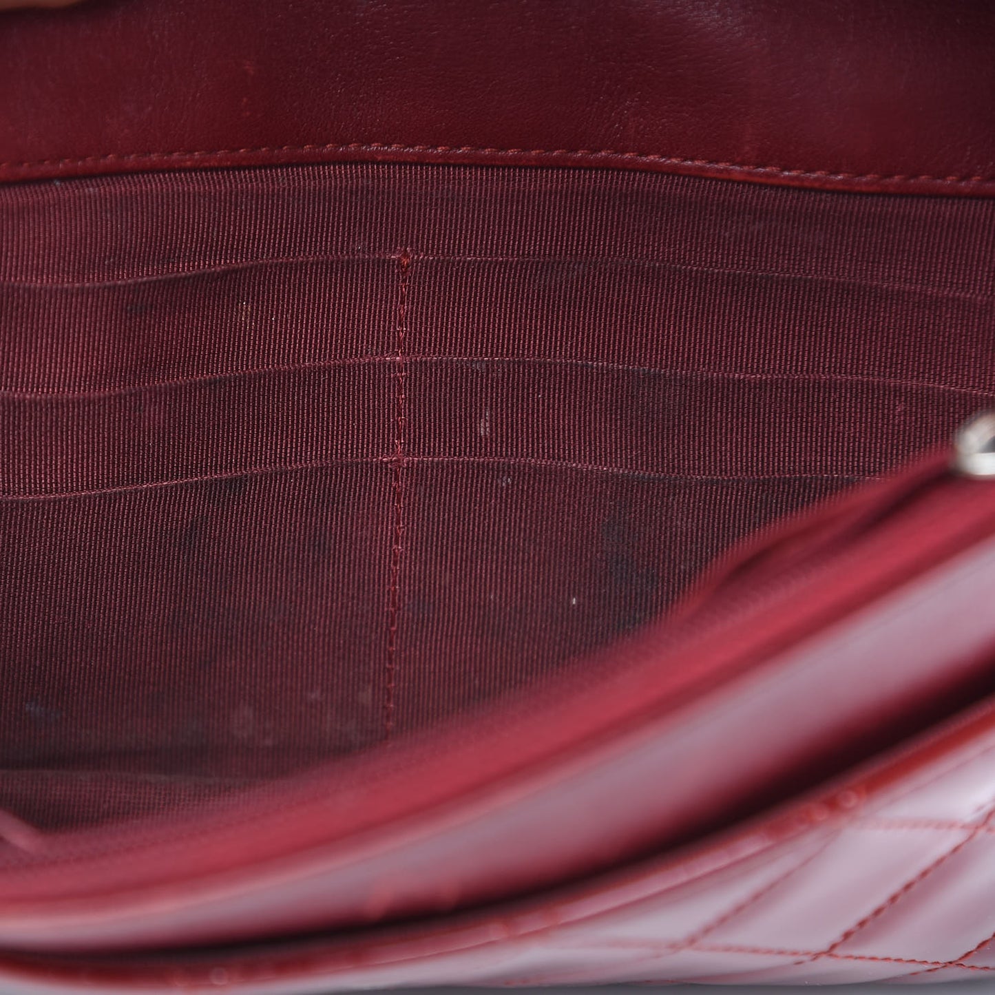 Patent Quilted Wallet On Chain WOC Red