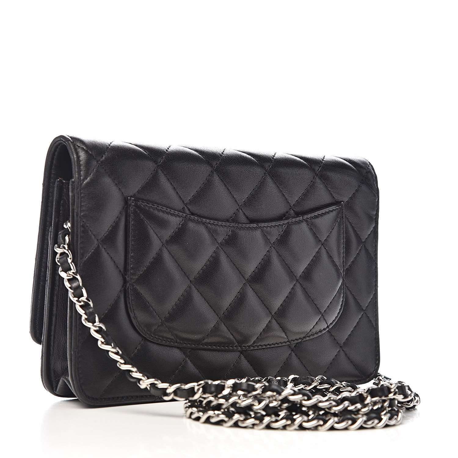Chanel Lambskin Quilted Wallet On Chain WOC Black 3 of 12
