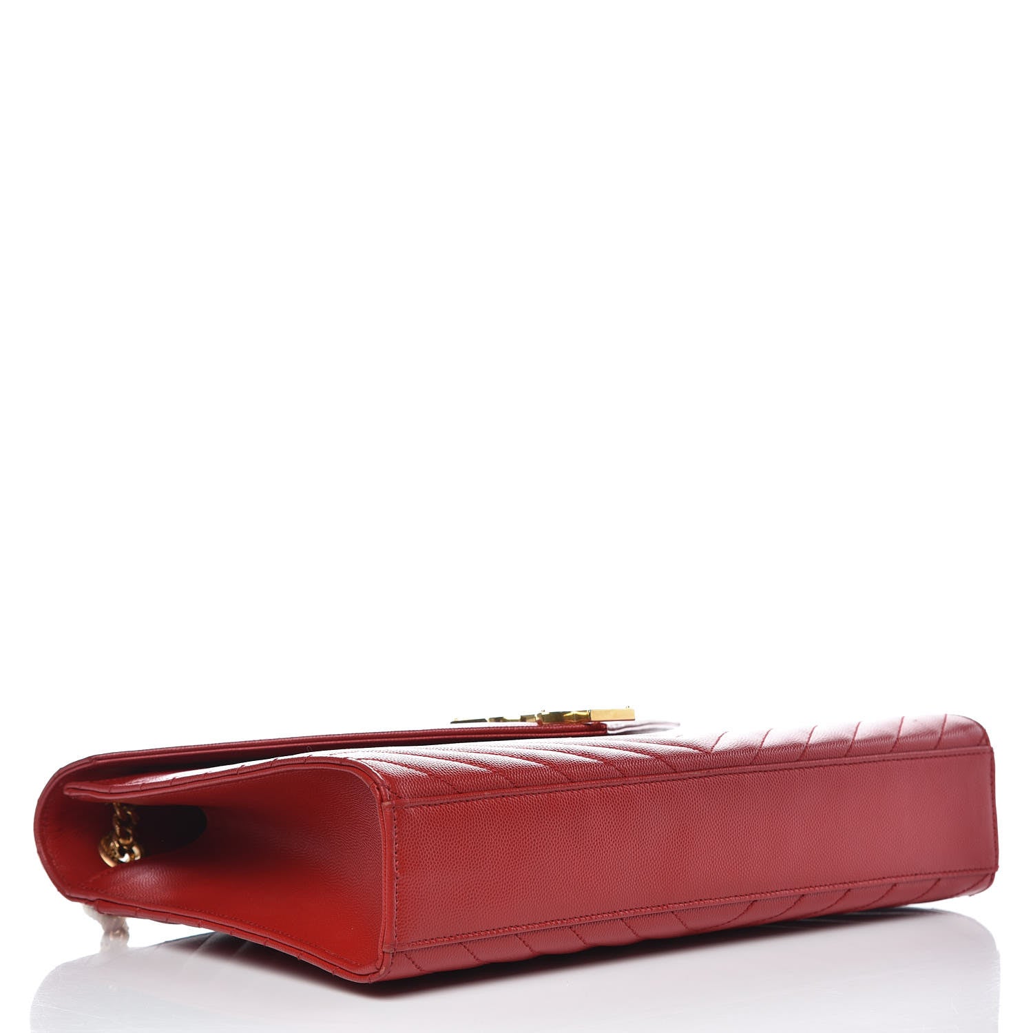 Saint Laurent Grain De Poudre Matelasse Chevron Large Monogram Satchel Lipstick Red 4 of 13