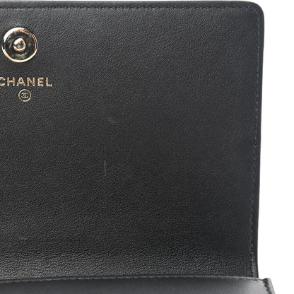 Chanel Metallic Goatskin Lambskin Boy Wallet on Chain WOC Black Gold 13 of 15