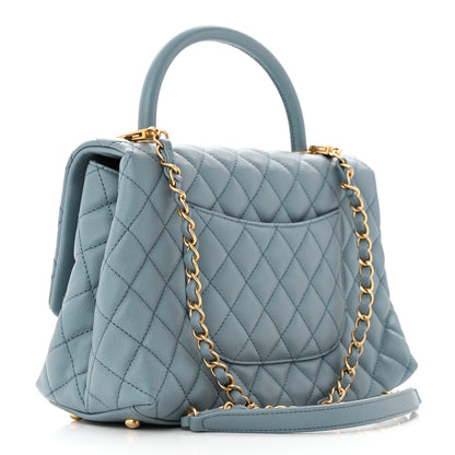 Chanel Caviar Quilted Small Coco Handle Flap Light Blue 3 of 12