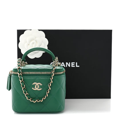 Chanel Lambskin Quilted Top Handle Mini Vanity Case With Chain Green 12 of 12