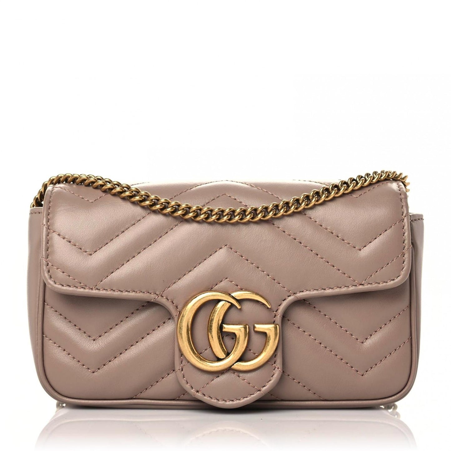 Calfskin Matelasse Super Mini GG Marmont Shoulder Bag Porcelain Rose
