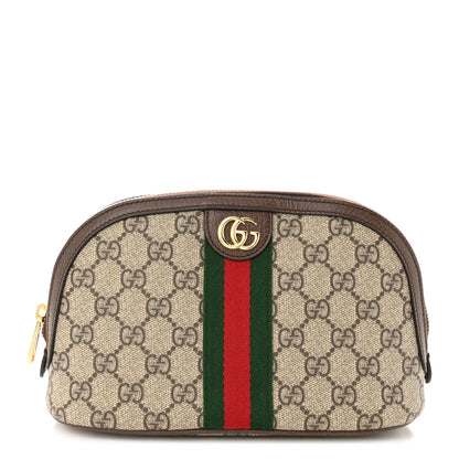 Gucci GG Supreme Monogram Textured Calfskin Web Large Ophidia Cosmetic Case Beige Ebony New Acero 1 of 12