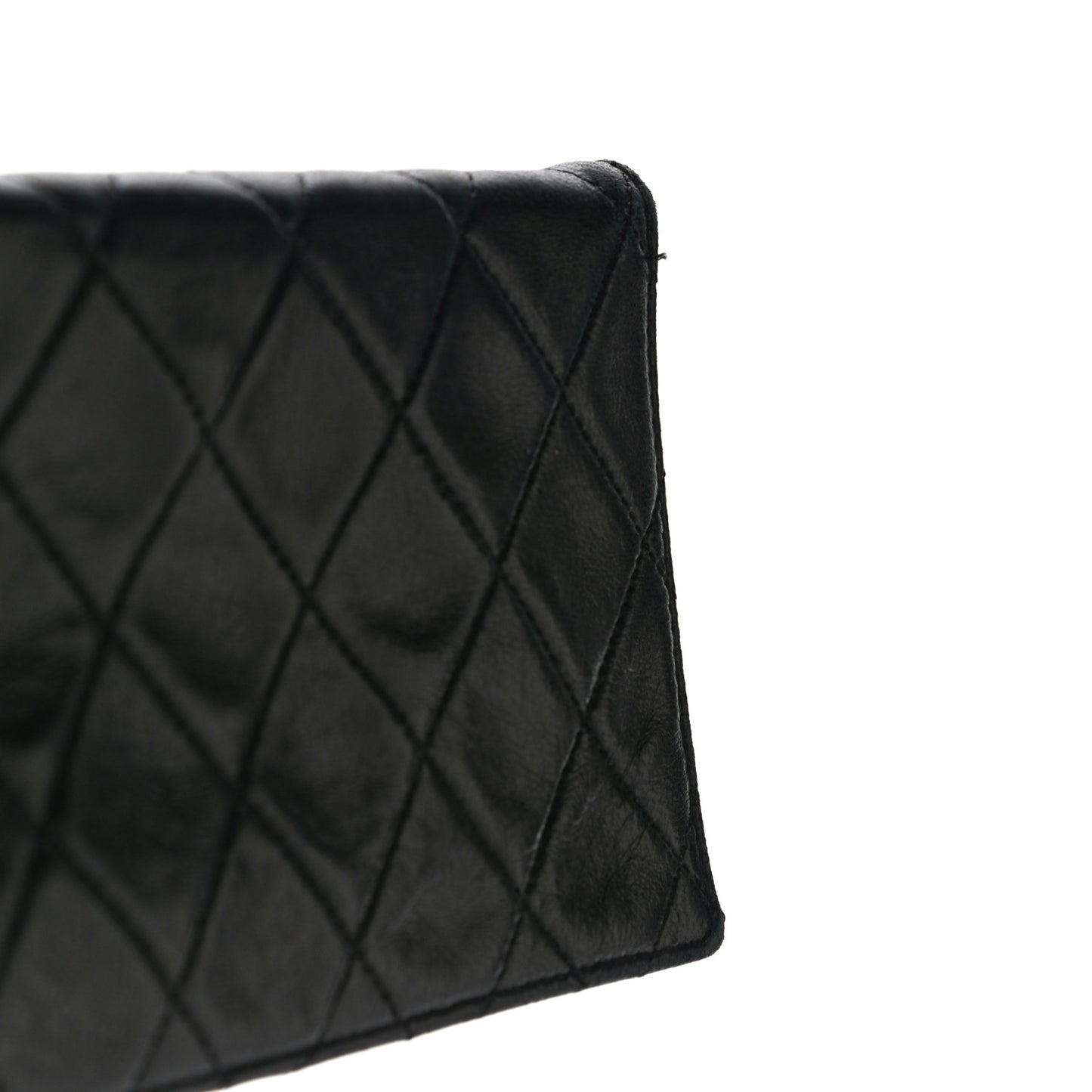 Lambskin Quilted Flap Pouch Black