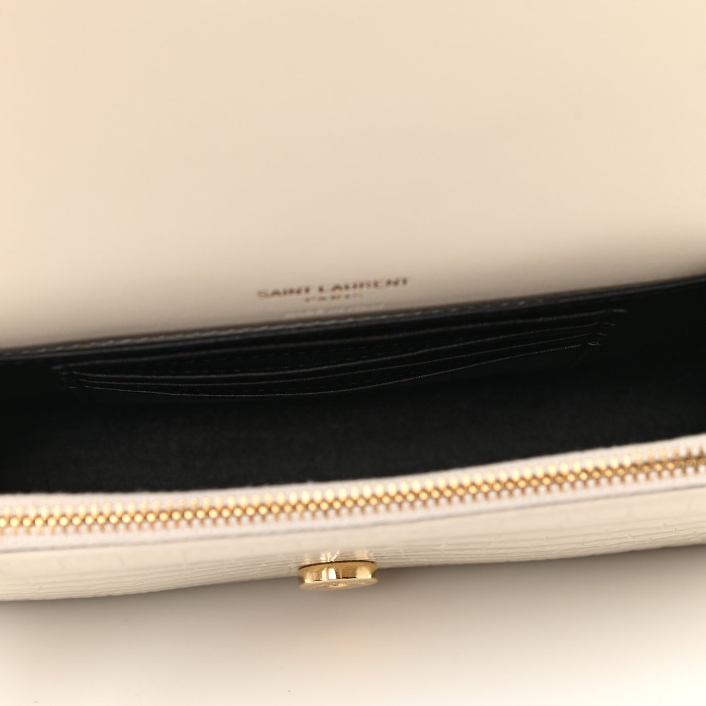 Calfskin Crocodile Embossed Monogram Kate Belt Bag Crema Soft