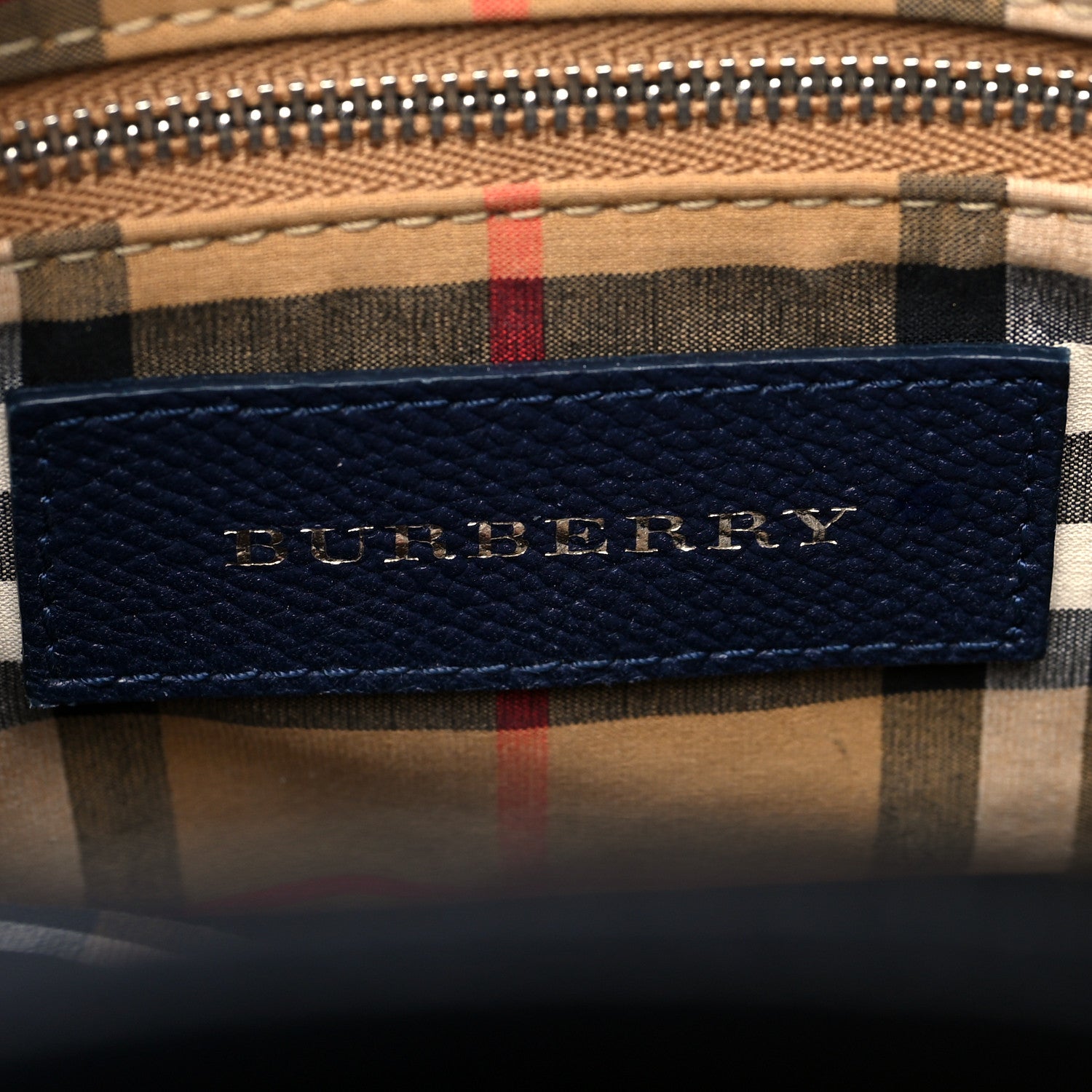 Burberry Grainy Calfskin House Check Small Banner Tote Regency Blue 6 of 13
