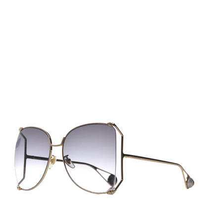 Gucci Oversized Round Sunglasses GG0252S Gold Grey 1 of 8