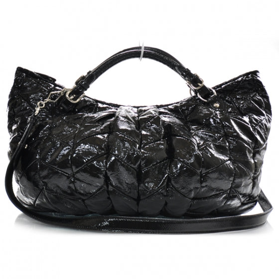 Patent Leather Large Patchwork Tote Black