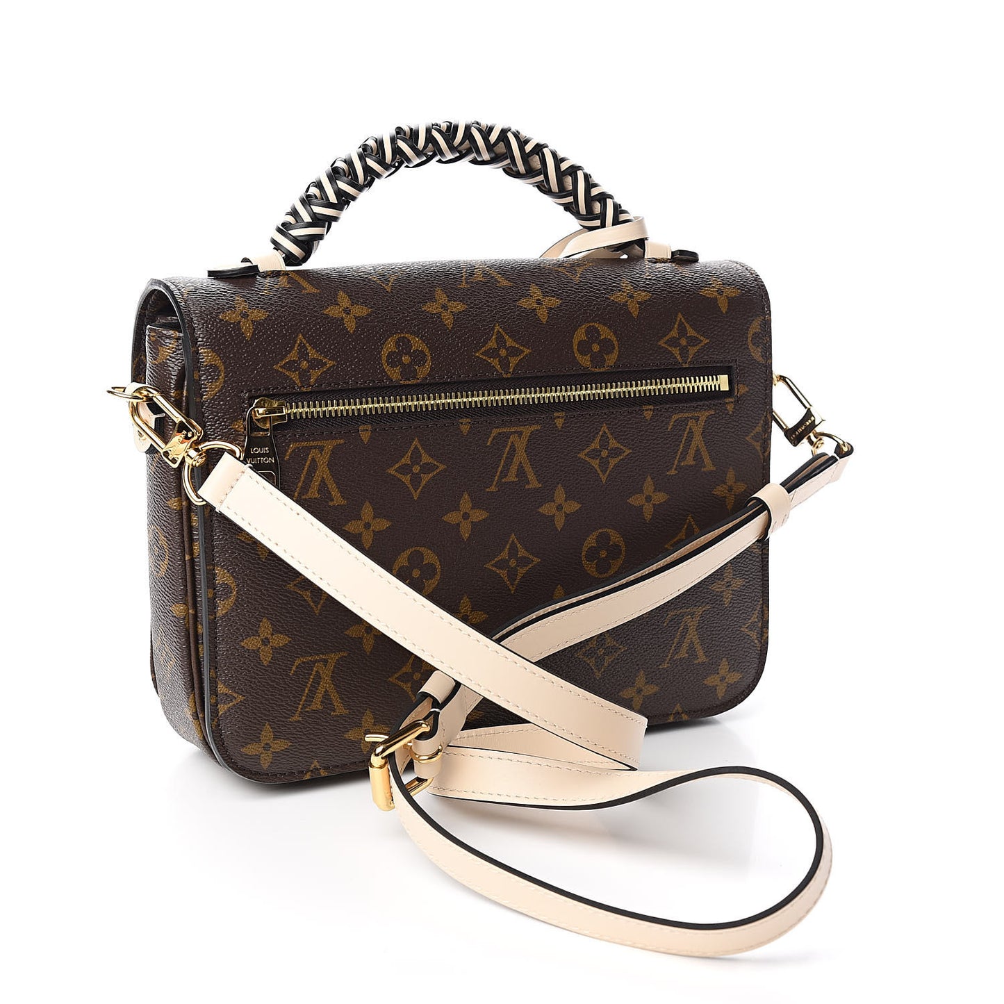 Monogram Braided Pochette Metis Creme Beige