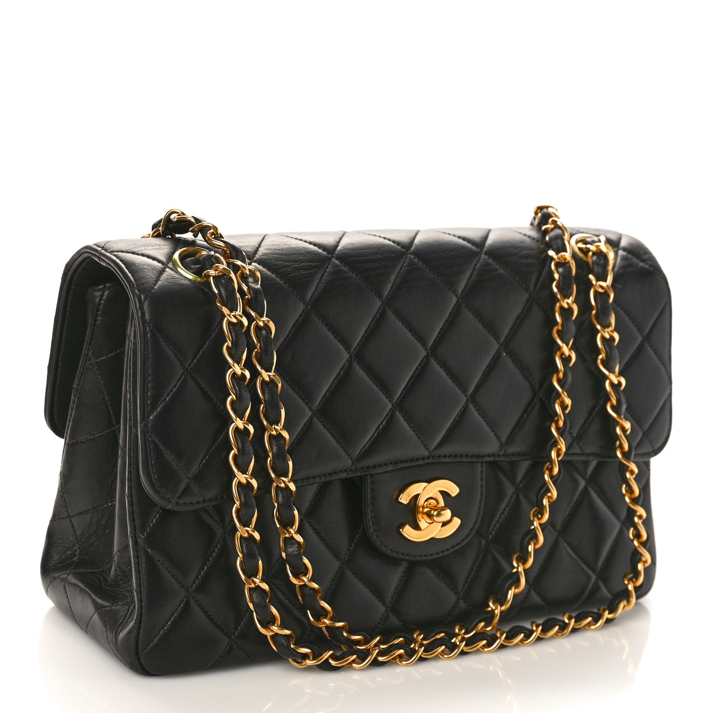 Lambskin Quilted Medium Double Sided Flap Black