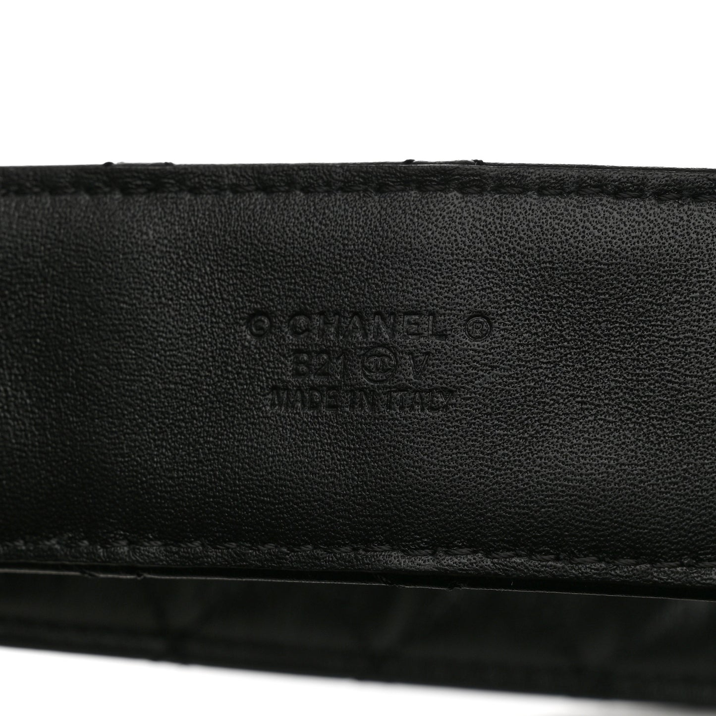 Calfskin Quilted CC Chain Belt 75/30 Black