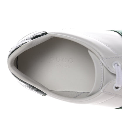Gucci Calfskin Crocodile Web Ace Sneakers 37.5 White Green 7 of 8