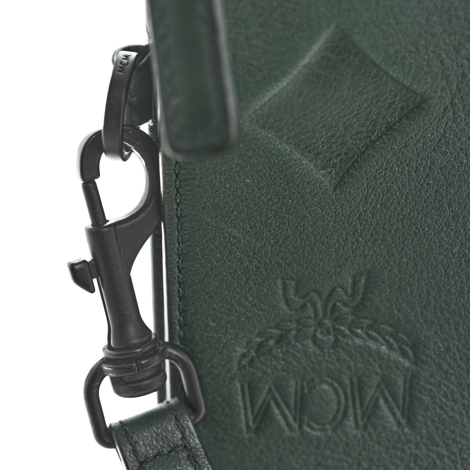 MCM Calfskin Ottomar Wristlet Pouch Forest Green 9 of 13
