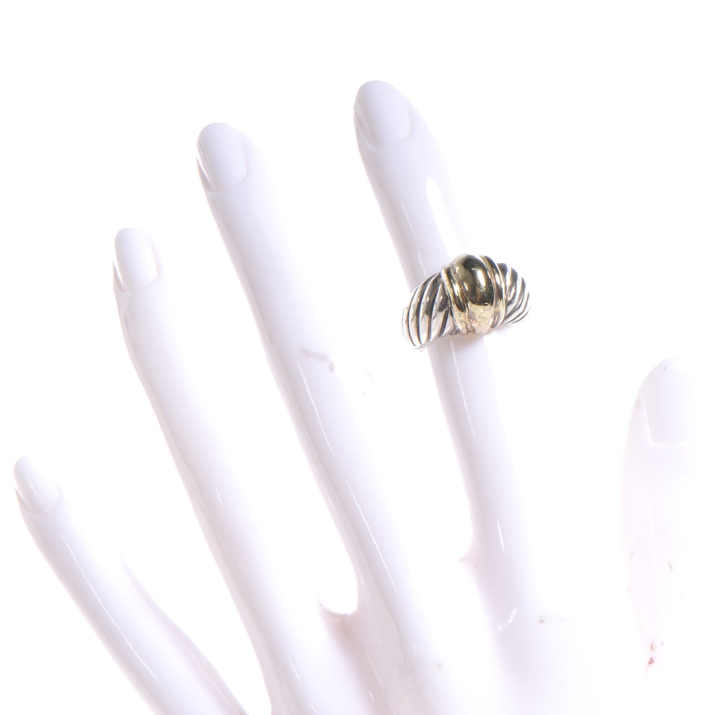 Sterling Silver 14K Yellow Gold Cable Station Ring 47 4