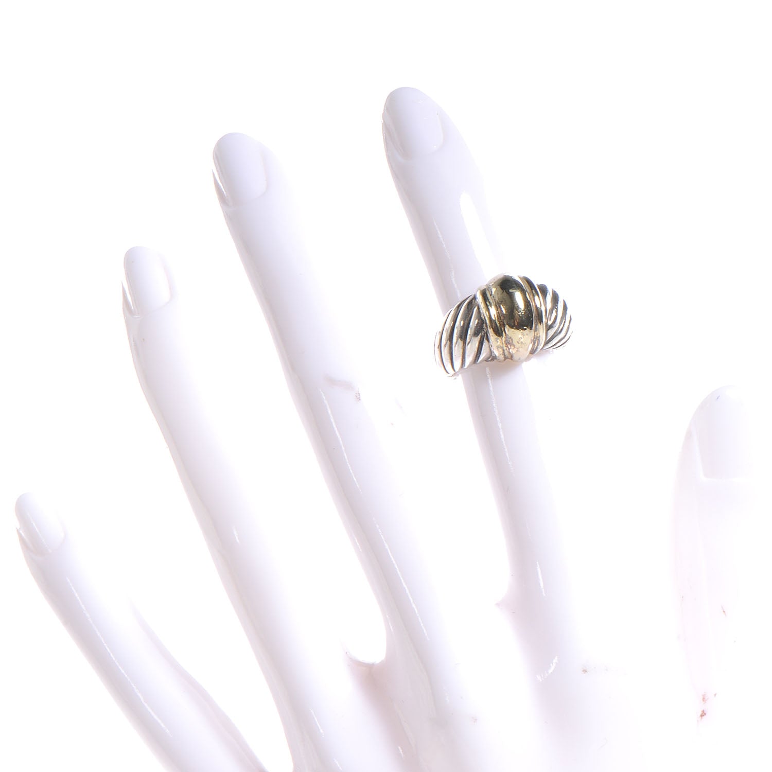 David Yurman Sterling Silver 14K Yellow Gold Cable Station Ring 47 4 2 of 5