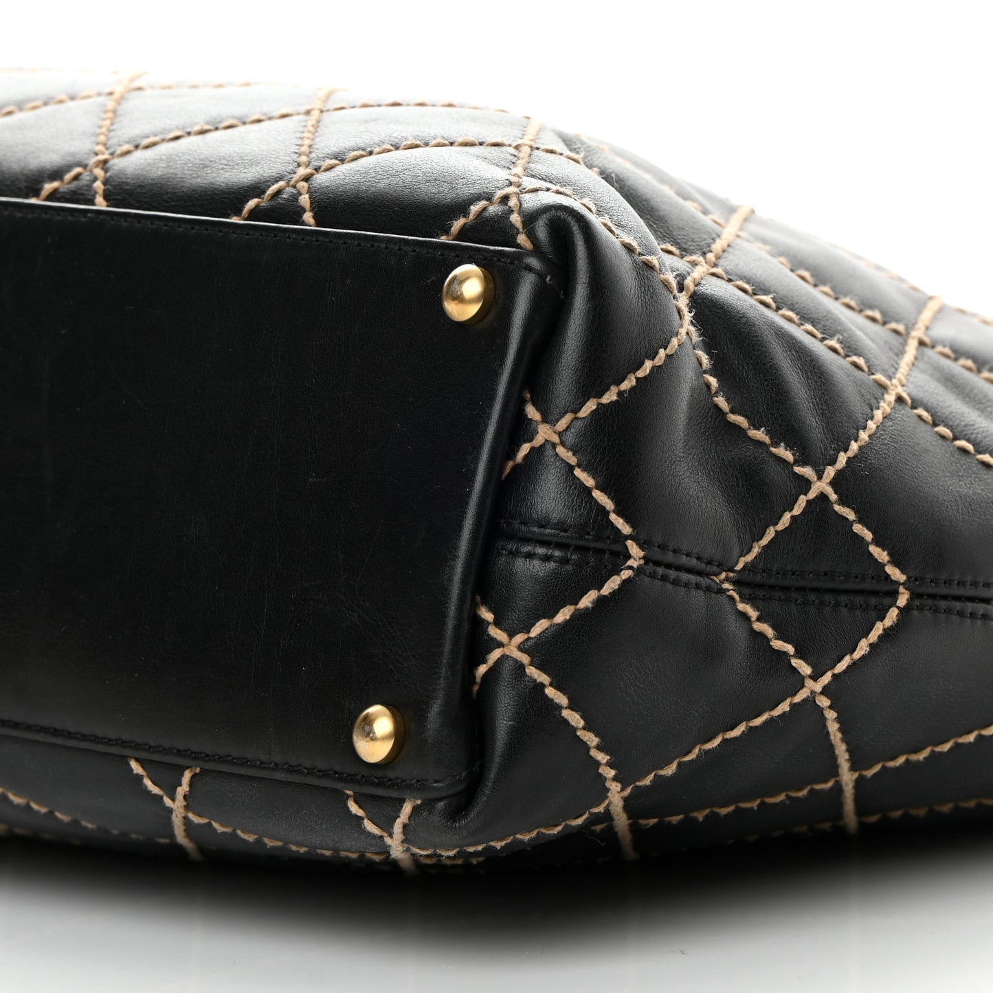 Calfskin Wild Stitch Large Tote Black