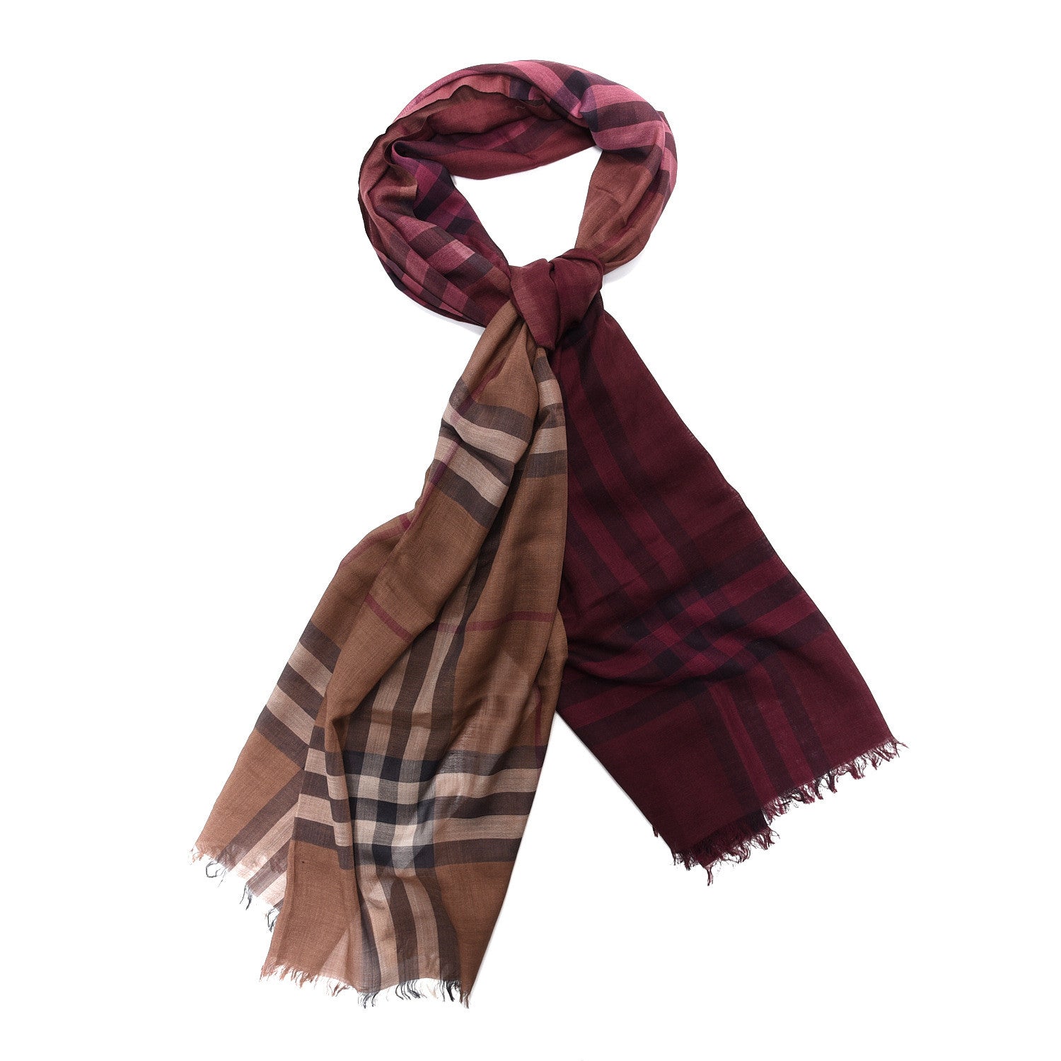 Burberry Wool Silk Gauze Ombre Giant Check Scarf Trench 1 of 6