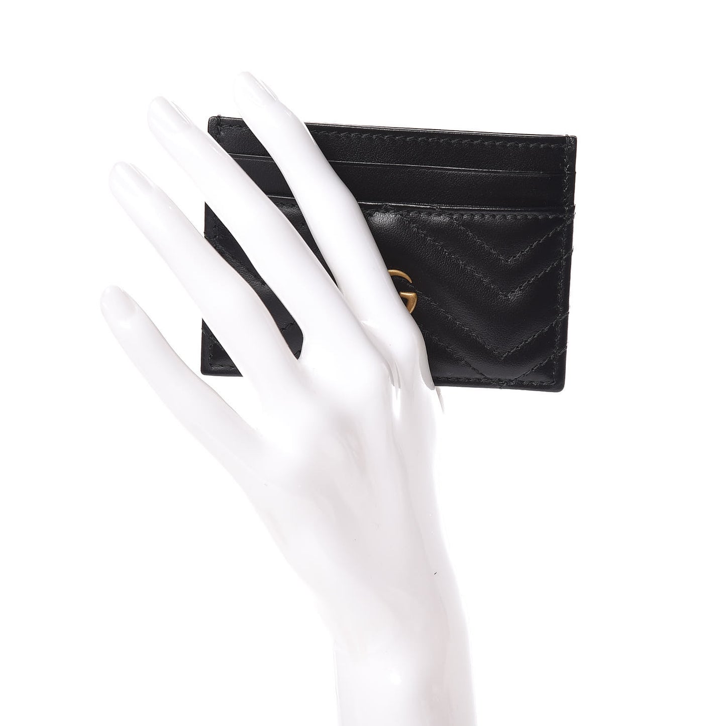 Calfskin Matelasse GG Marmont Card Holder Black