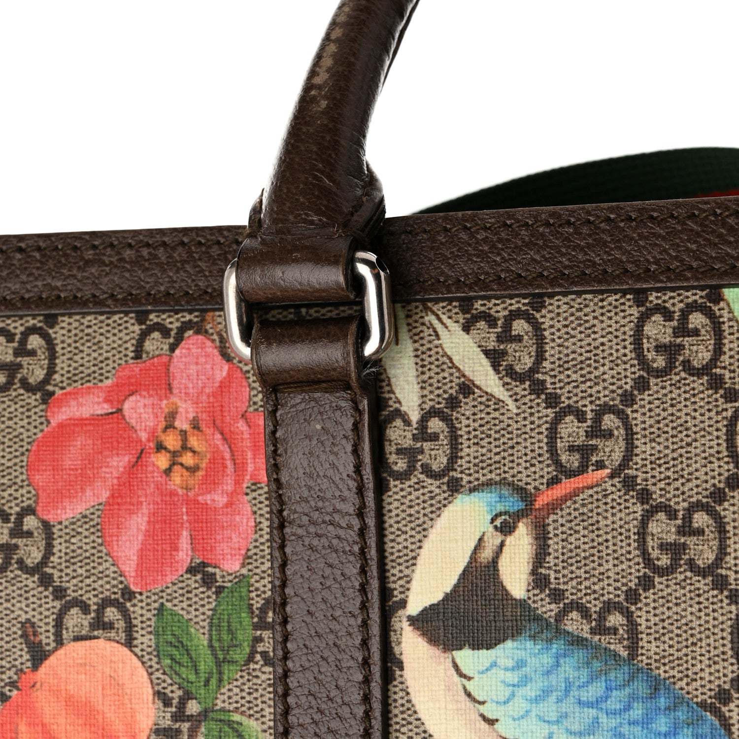 Gucci GG Supreme Monogram Tian Web Vertical Tote Beige Multicolor New Acero 25 of 26